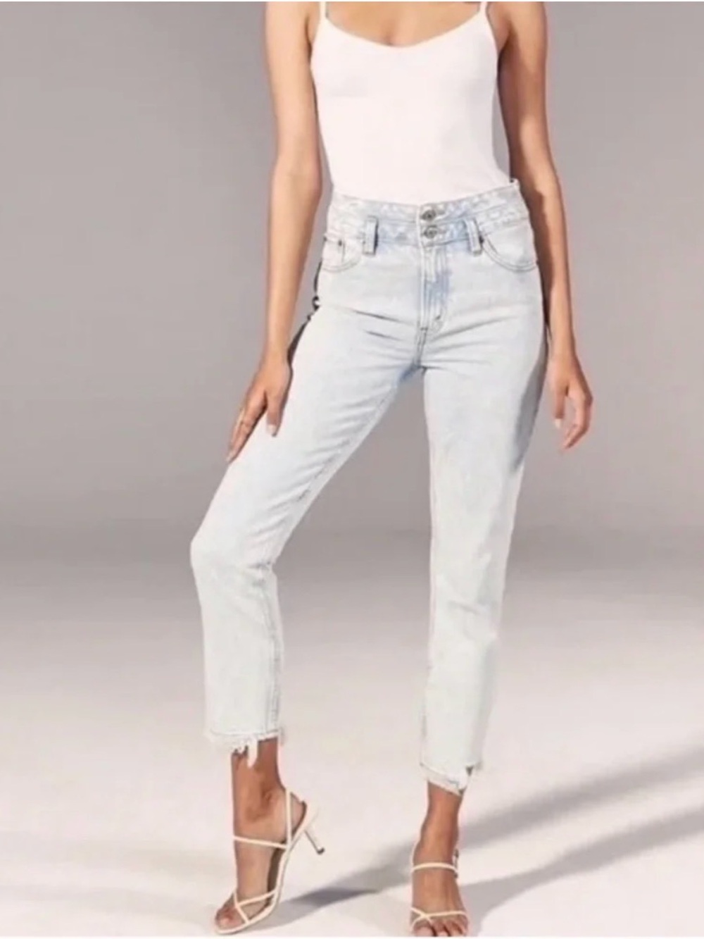 Abercrombie & Fitch High-Rise Mom Jean Raw Hem